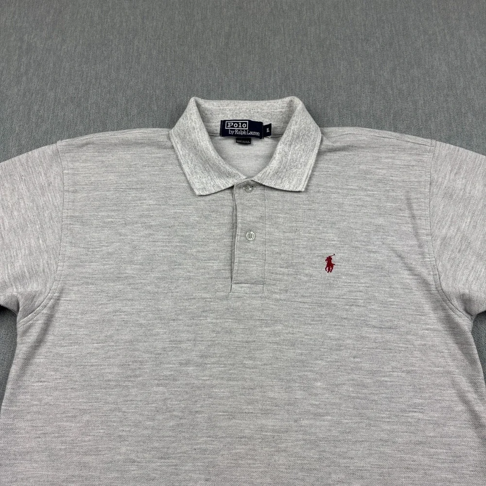 Vintage Polo Ralph Lauren Polo Shirt Mens XL Gray Pony‎ Classic Fit Made In USA